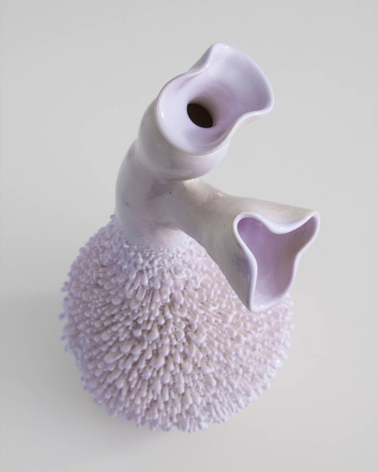 Hand Thrown Porcelain Slip Vase by the Haas Brothers In Excellent Condition In New York, NY