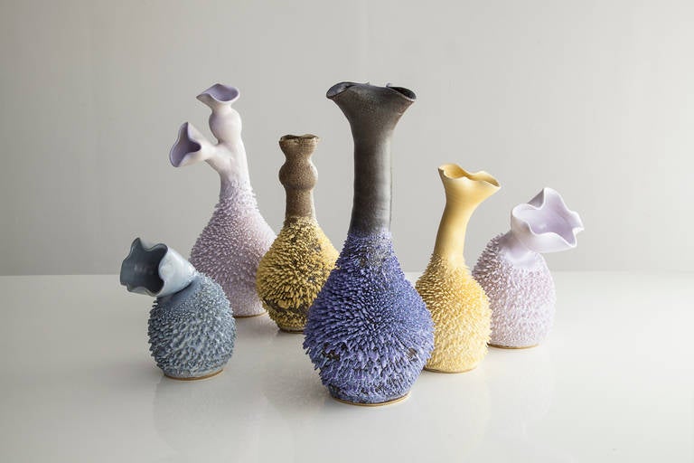 Contemporary Hand Thrown Porcelain Slip Vase by the Haas Brothers