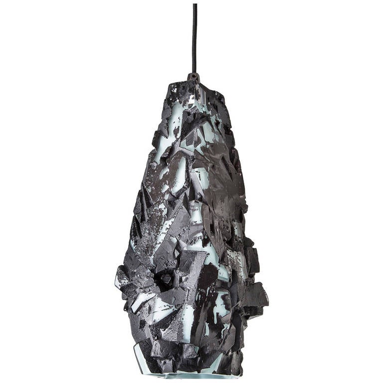 Unique Facet Glass Assemblage Pendant Hanging Lamp by Thaddeus Wolfe