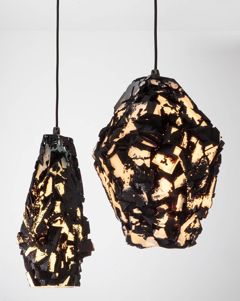 Contemporary Unique Facet Glass Assemblage Pendant Hanging Lamp by Thaddeus Wolfe
