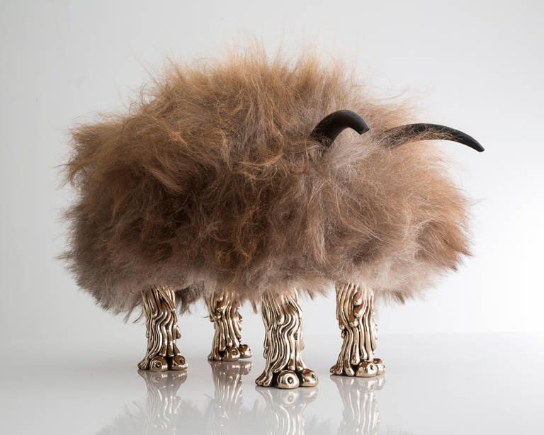 SM5196

Unique Roughy Mini Beast in chocolate goat fur with mini coyote feet in bronze. Designed and made by the Haas Brothers, Los Angeles, CA, 2014.