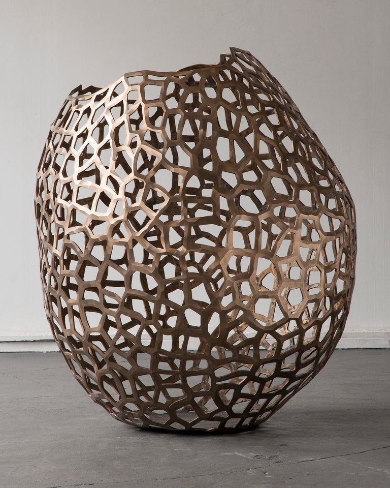 Unique extra large Lattice vase in bronze. Designed and made by David Wiseman, 2012. Edition of 5 plus 2 artists proofs. Signed and numbered, DW1.