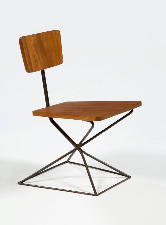 Lounge chair in solid mahogany and iron. Designed by Luther Conover in limited production, Sausalito, CA. 1947-50. (Seat height: 17