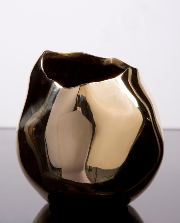 Unique Rock vase in polished bronze. Edition of 50 with 4 artist proofs. Designed and made by David Wiseman, USA, 2011. Signed and numbered.