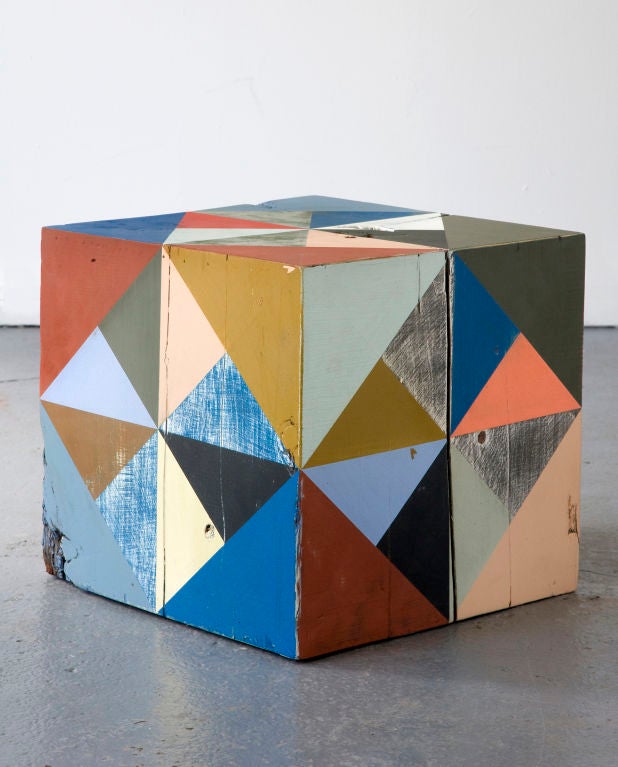 Extra large hand-painted reclaimed wood block sculpture. Designed and made by Serena Mitnik-Miller, USA, 2011.