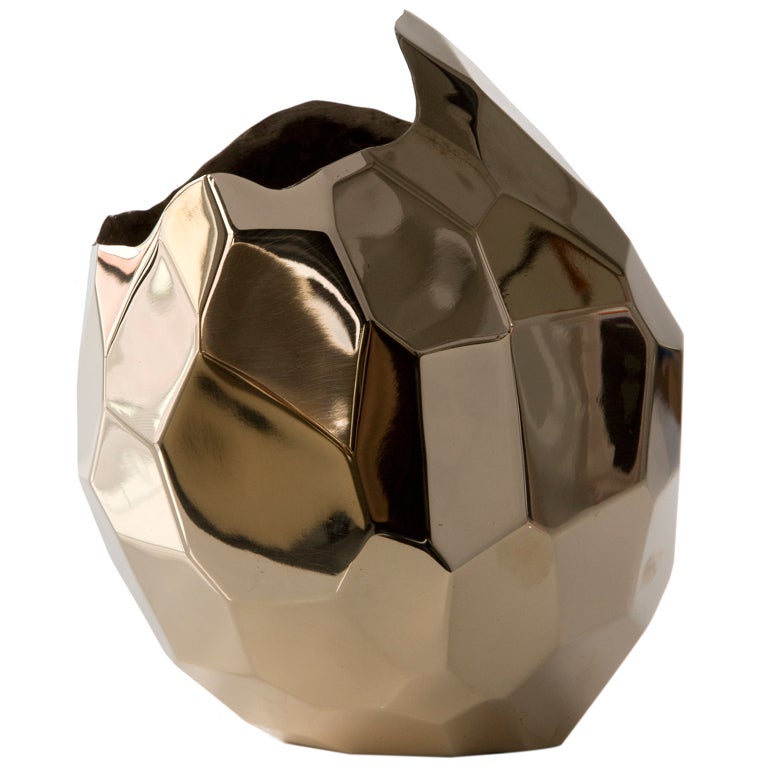 Unique small polished facet vase by David Wiseman