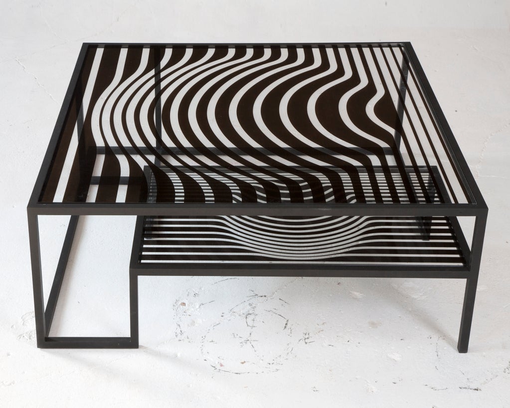 AFTER VICTOR // "Op Art" cocktail table for Kelly Behun Studio