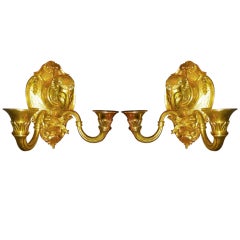 Pair of late 19th Century Rams Head Sconces