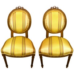 Pair of French 19th Century Gilt Wood Chairs