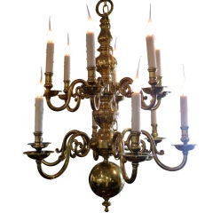 Antique English 19th Century Brass Two Tier Chandelier