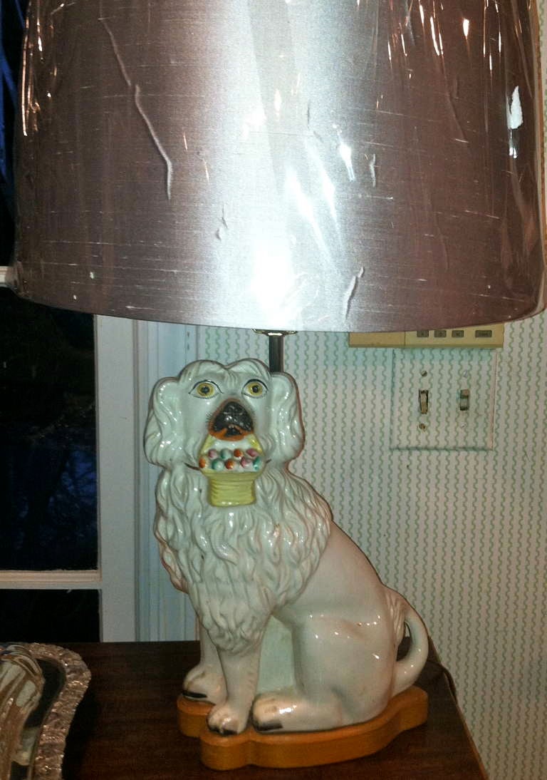 British Pair of English 19th Century Staffordshire Dogs as Lamps
