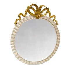 19th Century Swedish Round Painted and Gilt Bow Mirror