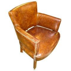 English Mahogany and Leather Cigar Chair