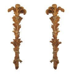 Pair of Italian Gilt Carved Palm Wall Hangings