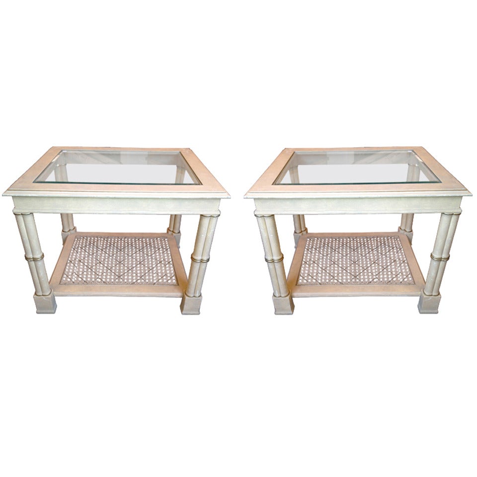 Pair of American Bamboo End Tables