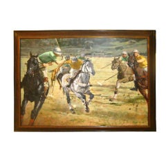 « Polo Players », huile sur toile signée et datée