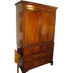 Irish 19th Century Mahogany Linen Press