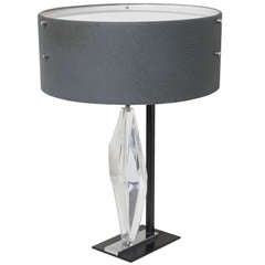 Daum Steel Shade Faceted Crystal Lamp