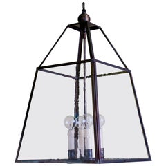 American Hand-Crafted Custom "Scioto" Brass and Glass Ball Top Lantern