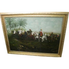 English 19th Century Painting of Arabian Hunting Scene