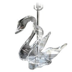 American Lucite Signed Swan Lamp