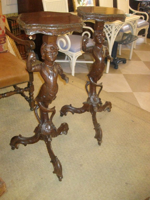 Pair of 19th century French Napoleon II candle stands.