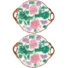 Pair of 19th Century Majolica Floral Serving Plates