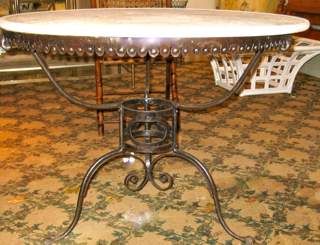 19th Century American Iron and Stone Table In Good Condition In Southampton, NY