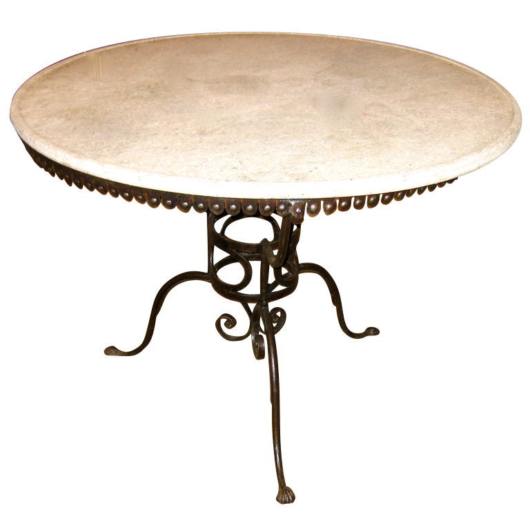 19th Century American Iron and Stone Table