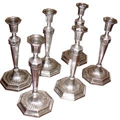 Set of 6 Late 18th Century English Sheffield Silver Candlesticks