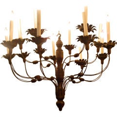 Antique 19th Century French Wooden and Tole Chandelier
