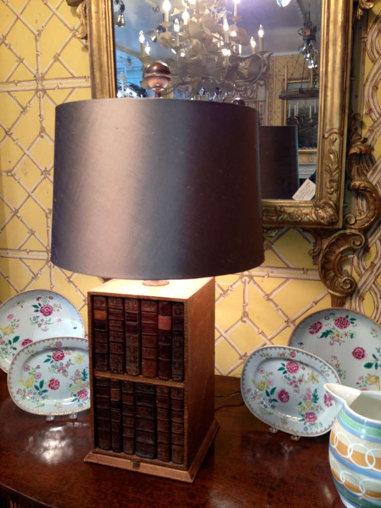 19th Century French Leather Book Box as a Lamp  1