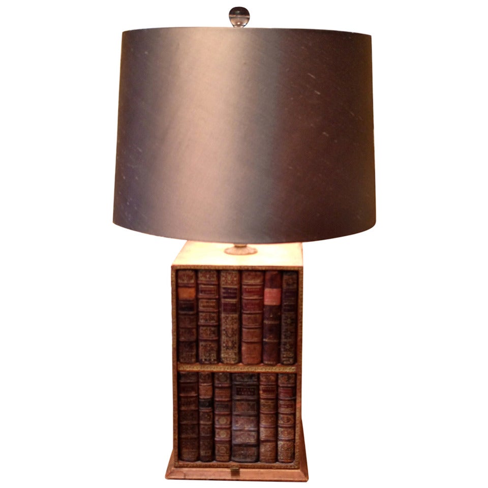 19th Century French Leather Book Box as a Lamp 