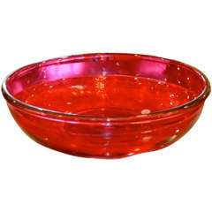 Antique Rare Large 19th Century American Cranberry Glass Bowl