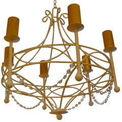 American White Tole and Crystal Chandelier
