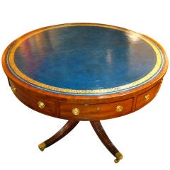 English 19th Century Mahogany Drum Table