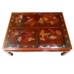 Antique 19th Century Chinese Lacquered Screen as a Table
