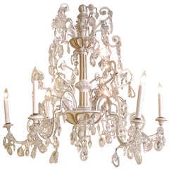 19th Century Venetian Chandelier of Crystal and Painted Wood