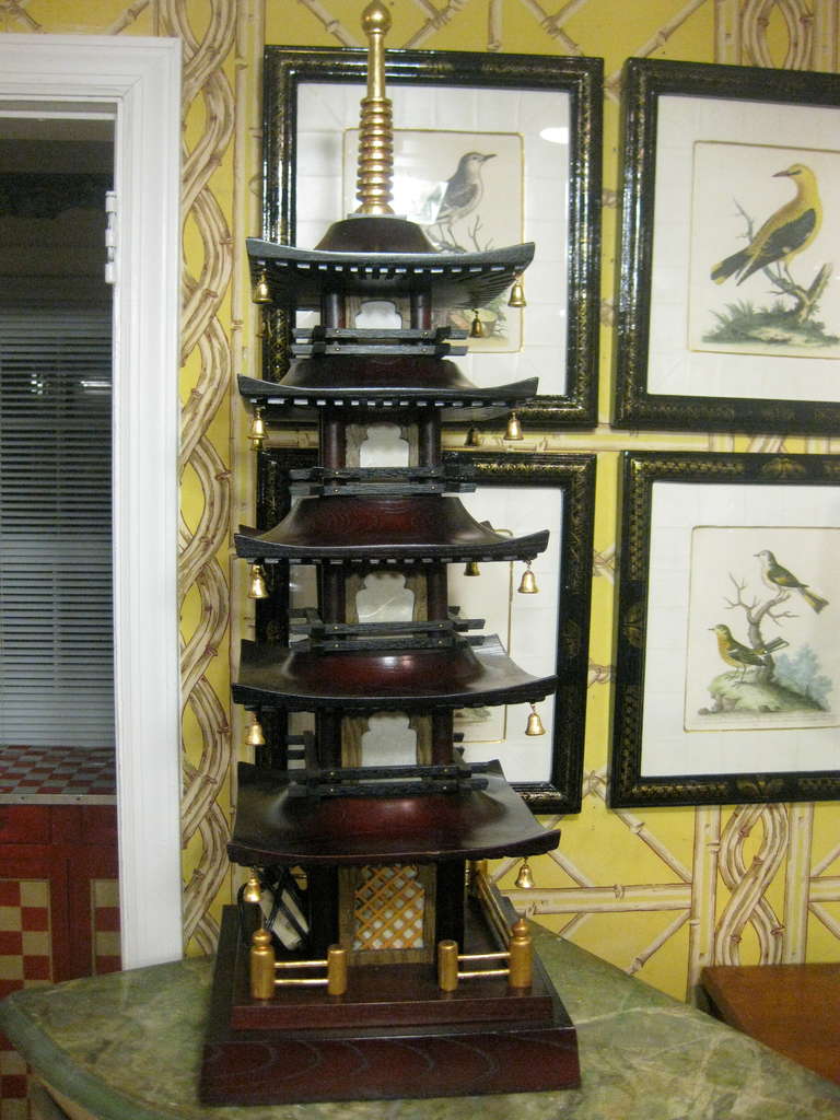 19th century English pagoda mahogany lamp.