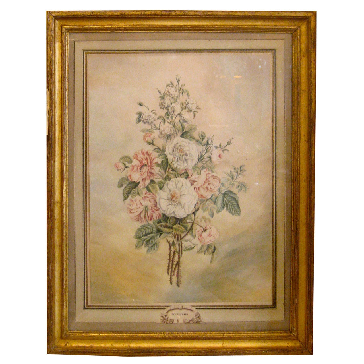Pair of Dutch 18th Century Floral Watercolors of Roses and Carnations