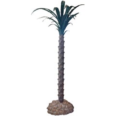 French Mid-Century Painted Tole Palm Tree