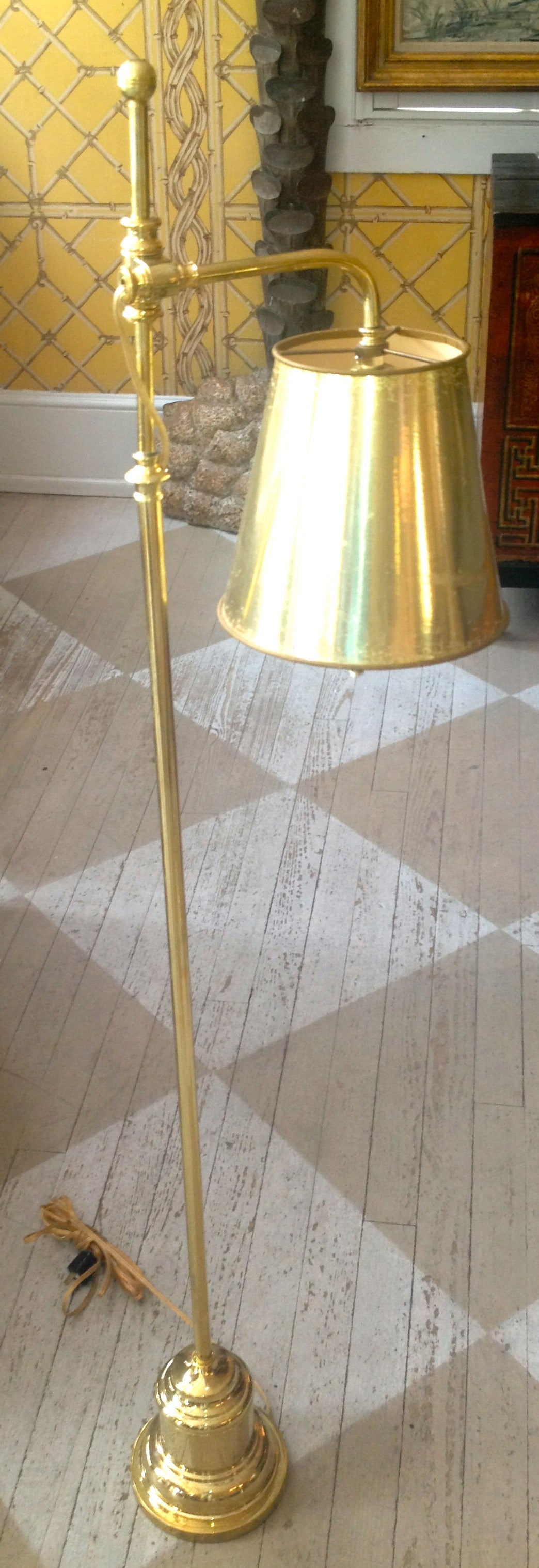 Edwardian Pair of English Brass Floor Lamps