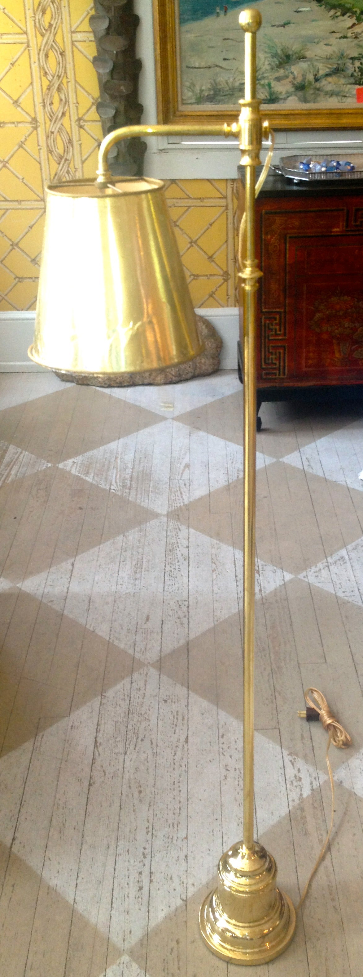 European Pair of English Brass Floor Lamps