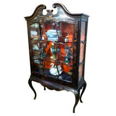 19th Century English Black Lacquer  Cabinet