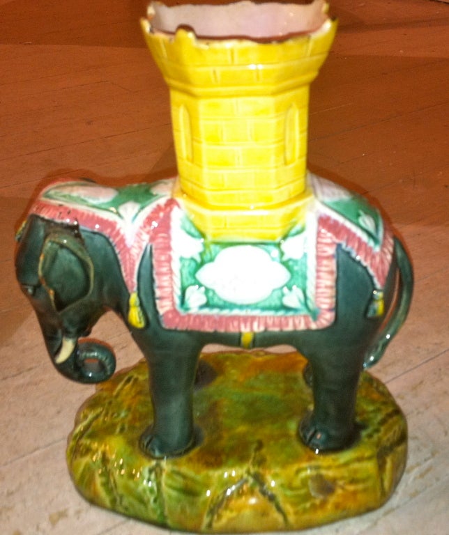 19th Century English Majolica Elephant