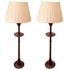 Pair of English Mahogany Candlestick Floor Lamps