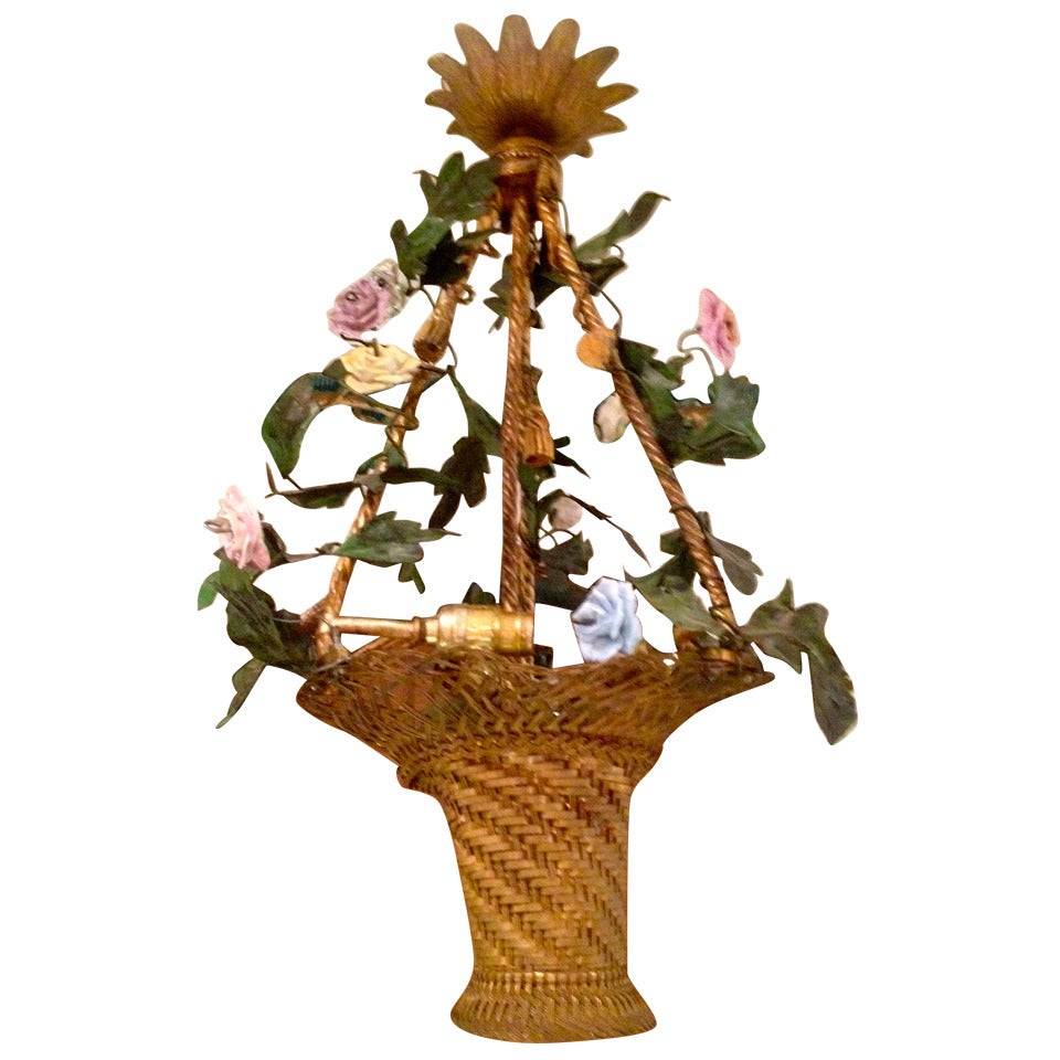 Französischer Blumenkorb-Kronleuchter aus dem späten 19. Jahrhundert im Angebot