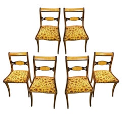 Antique Set of 6 American Faux Painted Regency Style Chairs