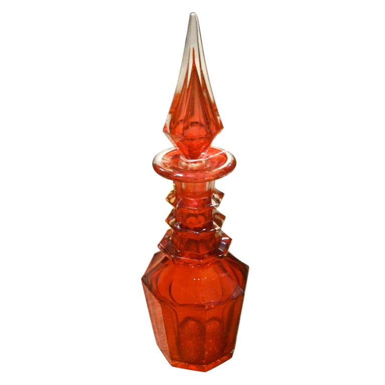 Late 19th Century English Cranberry Glass Decanter