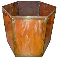 French 19th Century Copper and Brass Bin for Fire Place